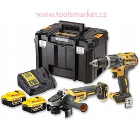 DeWALT DCK2020P2T Aku sada Vrtací šroubovák DCD791, úhlová bruska DCG405 +(2x5,0Ah/18V)+TSTAK